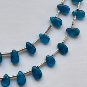 Apatite Smooth Pears, Natural  Neon Blue, 8*4mm, 19cm , 23beads