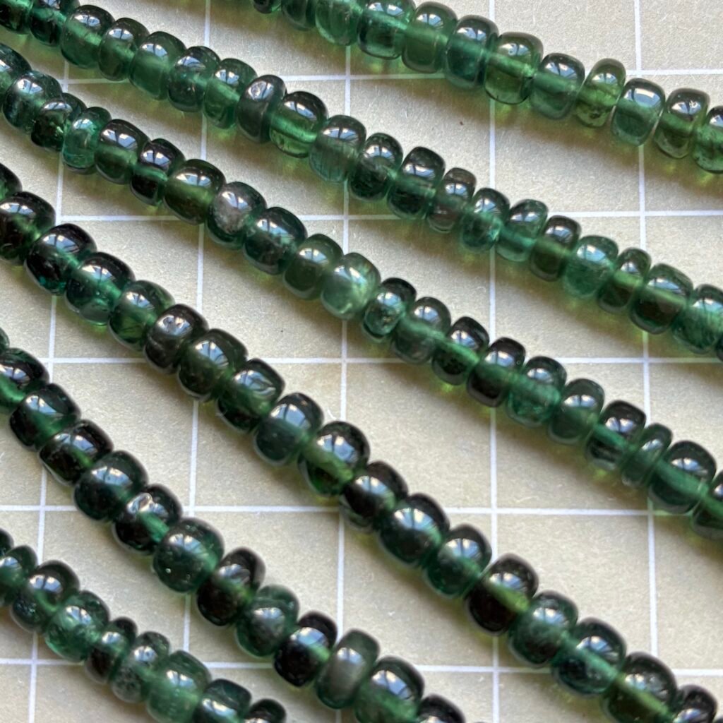 Apatite Smooth Rondlles, Natural Teal Green, 5*3.5mm, 44cm