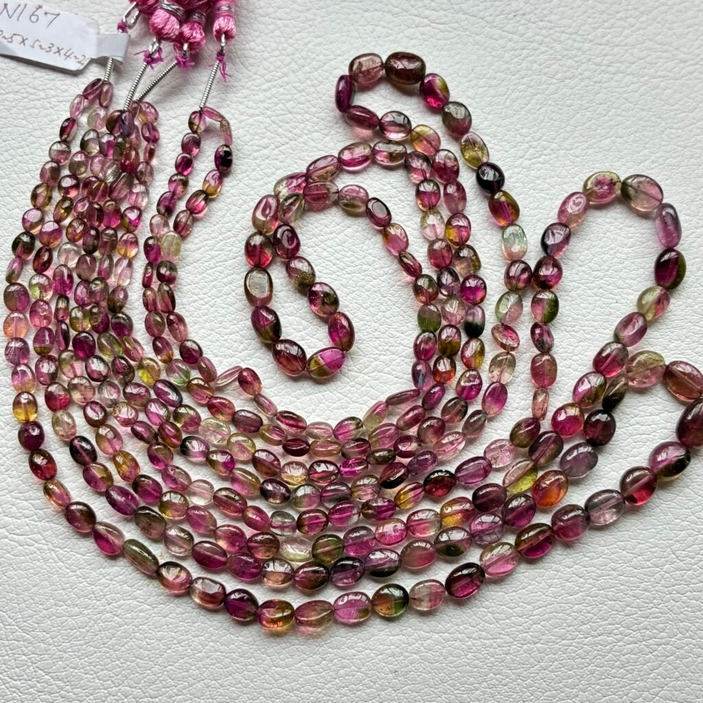 Watermelon Tourmaline, smooth Oval, 42 cm, 9*6*5.5 - 6.3*4.8*2.4 mm