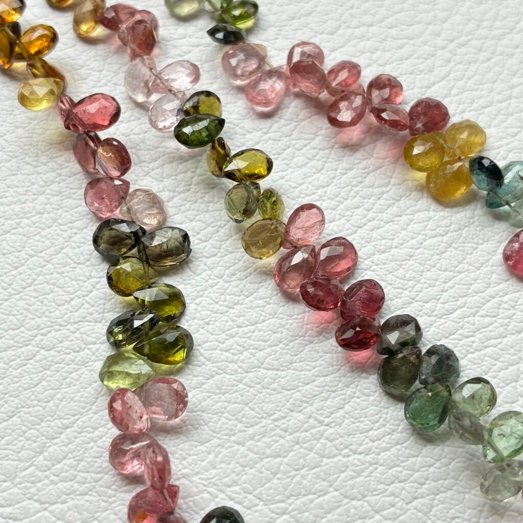 Tourmaline, Faceted Pears, 24 cm, 5.3*3.5*2.4 mm