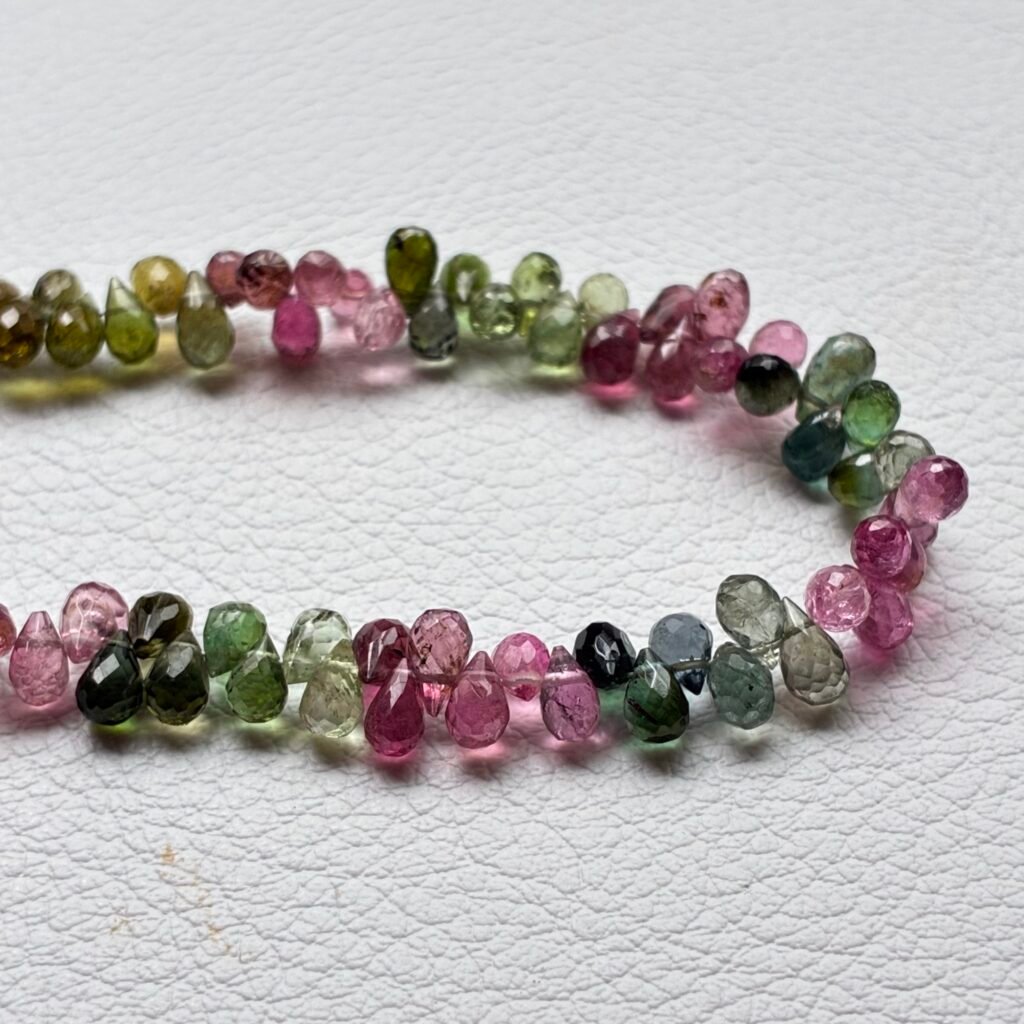 AAA, Tourmaline, Multy Color, Faceted Drops, 26 Cm, 5.8 *3.7 mm