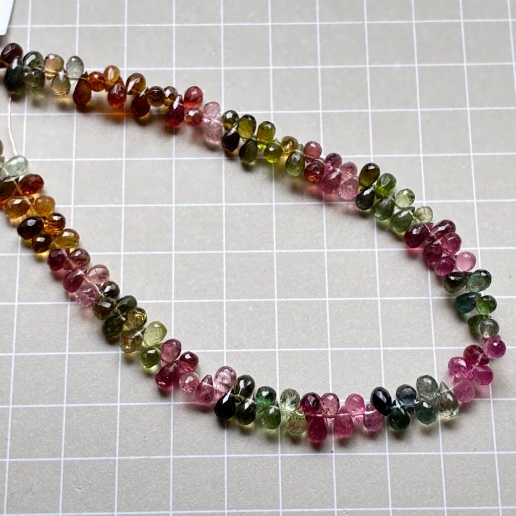 AAA, Tourmaline, Multy Color, Faceted Drops, 26 Cm, 5.8 *3.7 mm