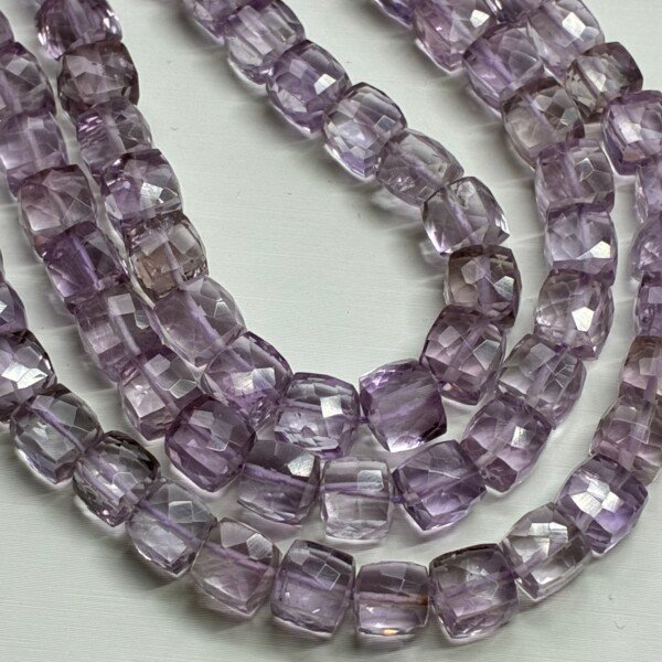 Amethyst Faceted Box,Pink, 6mm , 21cm