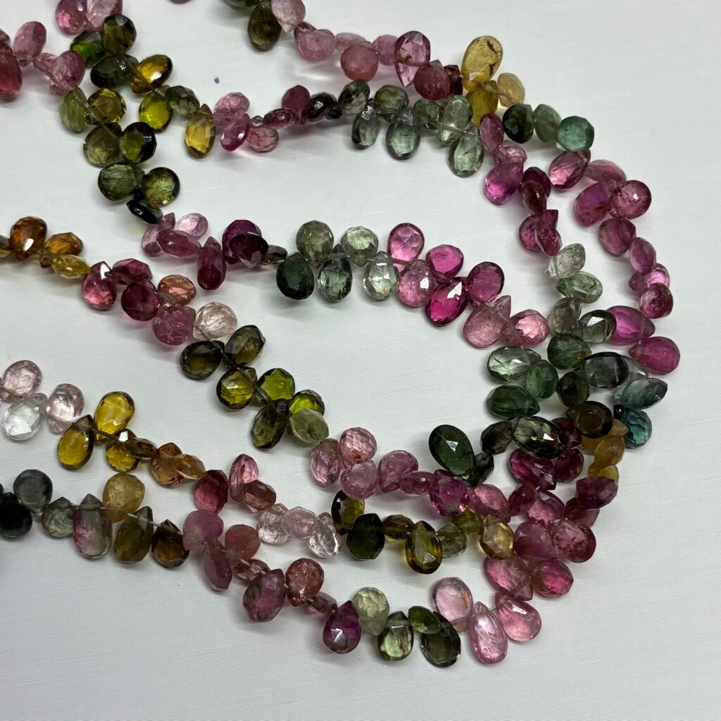 Tourmaline, Faceted Pears, 24 cm, 5.3*3.5*2.4 mm