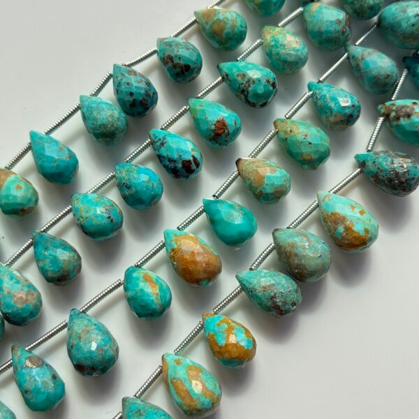 Natural Tourquise Faceted Drops, 16pcs , 12*7mm