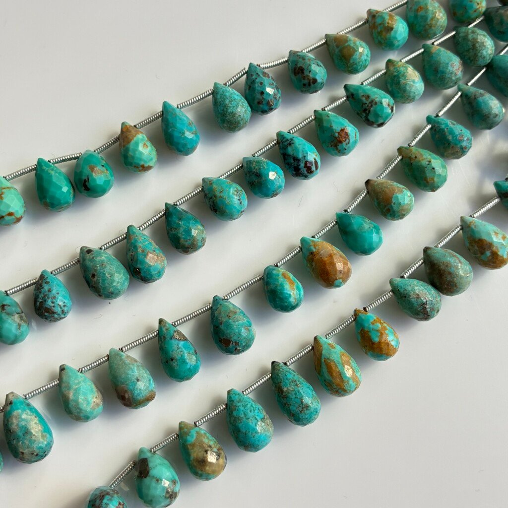 Natural Tourquise Faceted Drops, 16pcs , 12*7mm