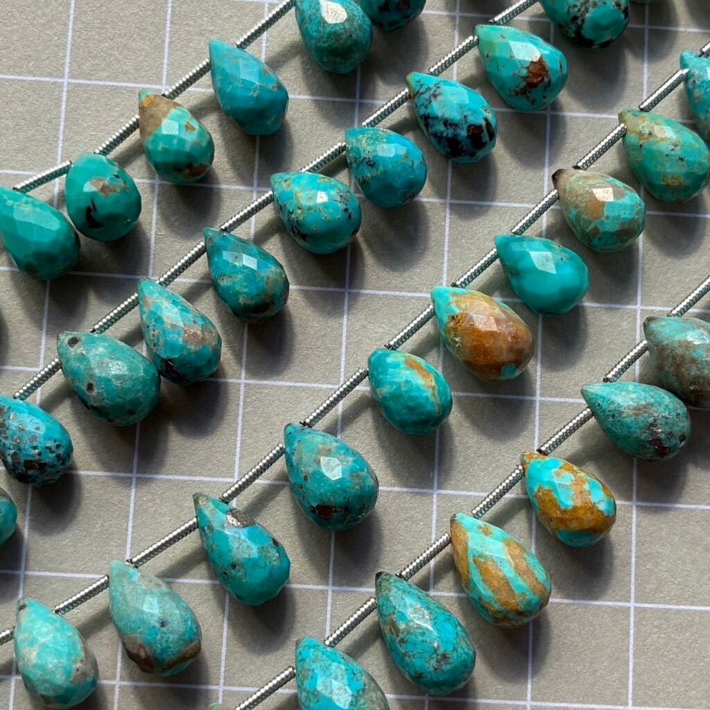 Natural Tourquise Faceted Drops, 16pcs , 12*7mm