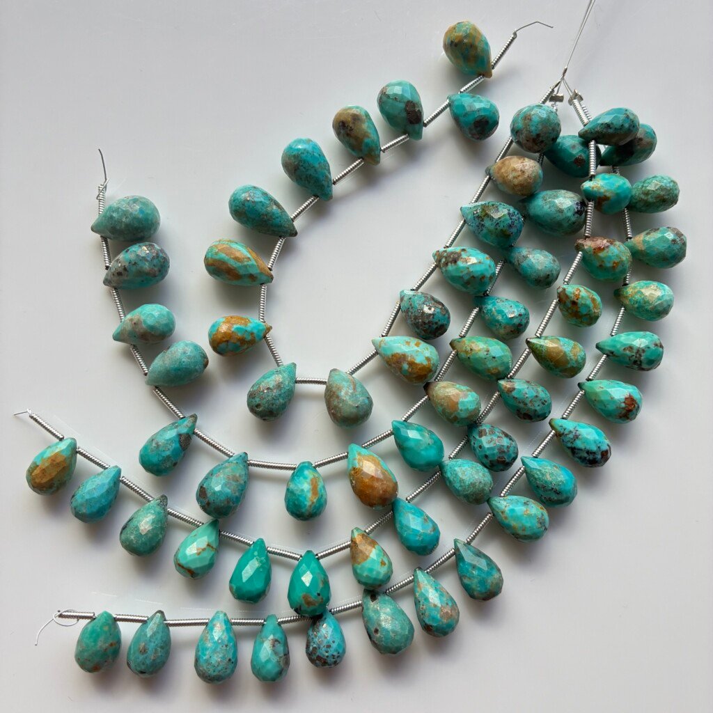 Natural Tourquise Faceted Drops, 16pcs , 12*7mm