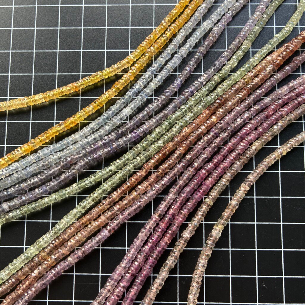 Natural Sapphires Faceted Rondel, 40cm, 3.5 -4 mm, no color added
