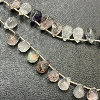 Super seven amethyst, Smooth Drops, 19 cm, 25 beads, 8.5*6.3 mm