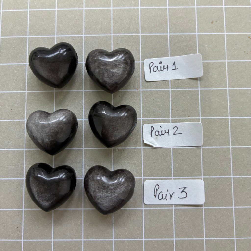 Natural Silver Obsidian Heart, 11*17mm