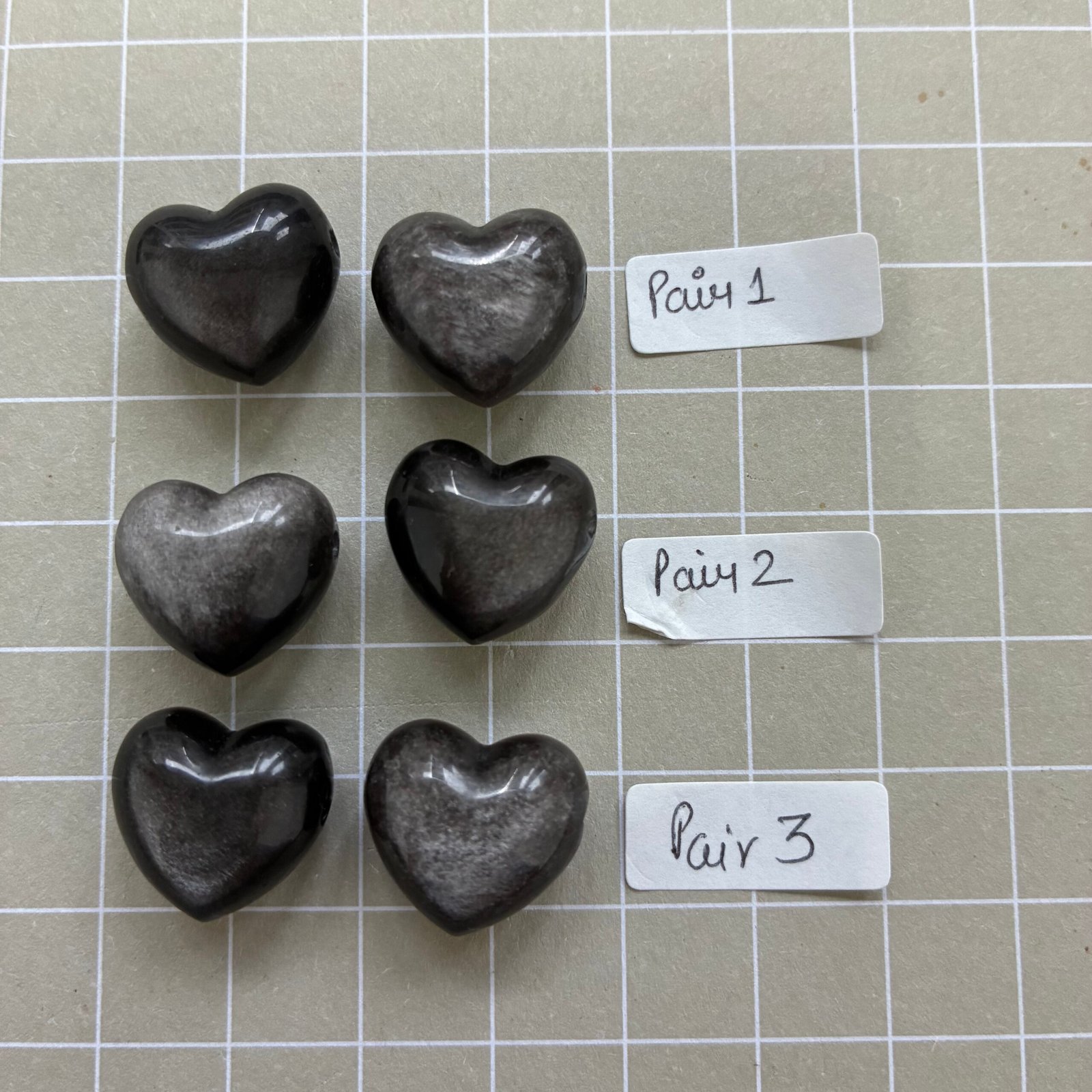 Natural Silver Obsidian Heart, 11*17mm