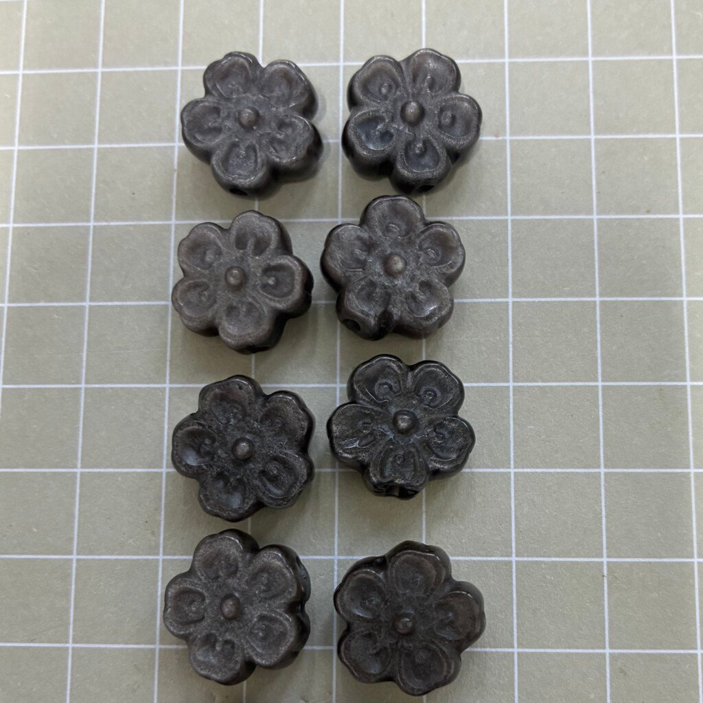 Natural Silver Obsidian Flat Five-Petal Flower, 15*6mm