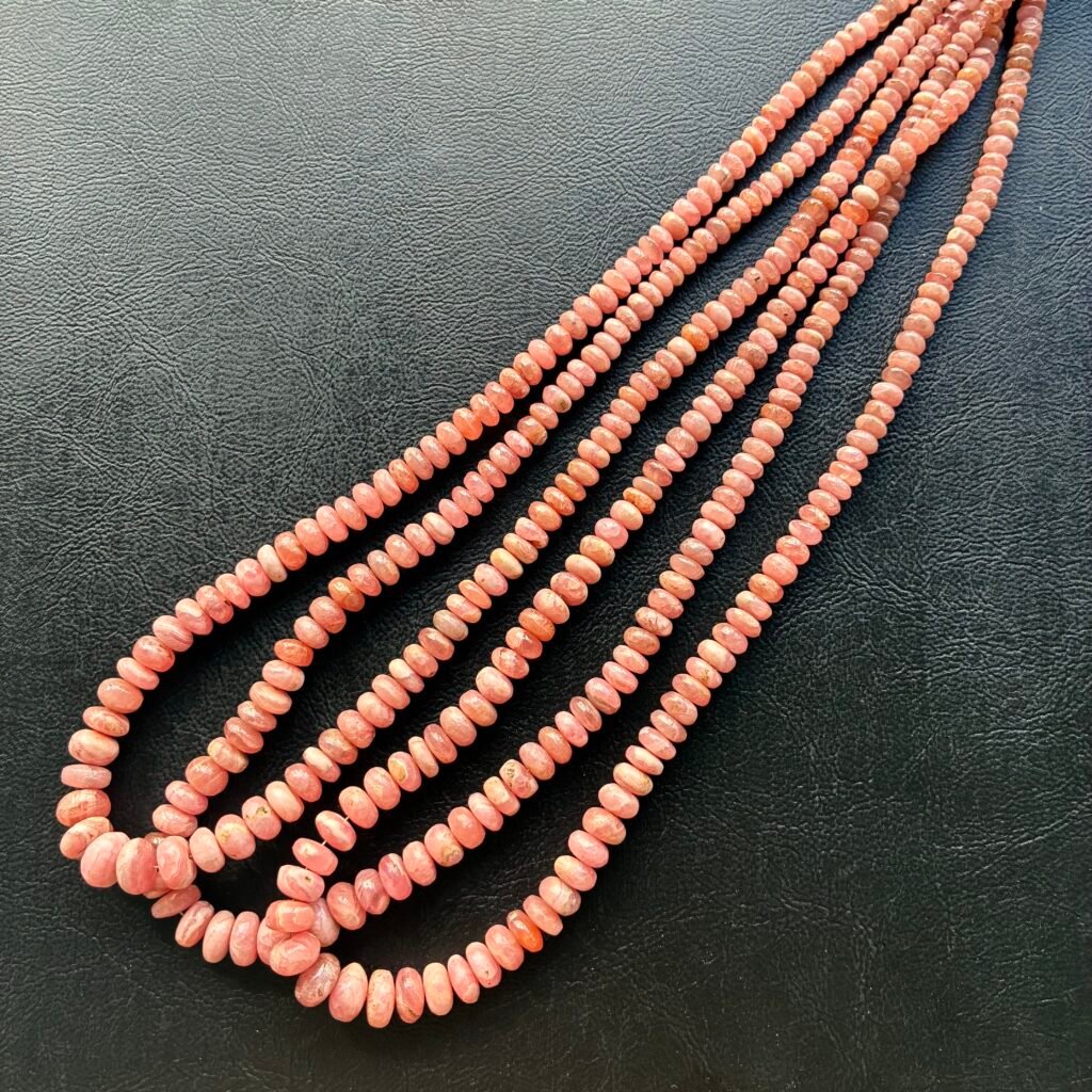 Rhodonite, Smooth Button, Dark, 8-4.3 Mm, 46 Cm
