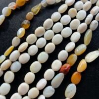 Australian White Opal, Smooth Tumble, 44 Cm, 20*7 Mm- 8*6 Mm