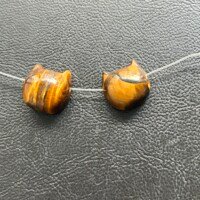 Natural Yellow Tiger'S Eye Stone Faceless Cat Head Bead