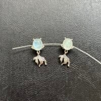 Natural Aquamarine Little Goldfish Silver(Cp), 9*11mm