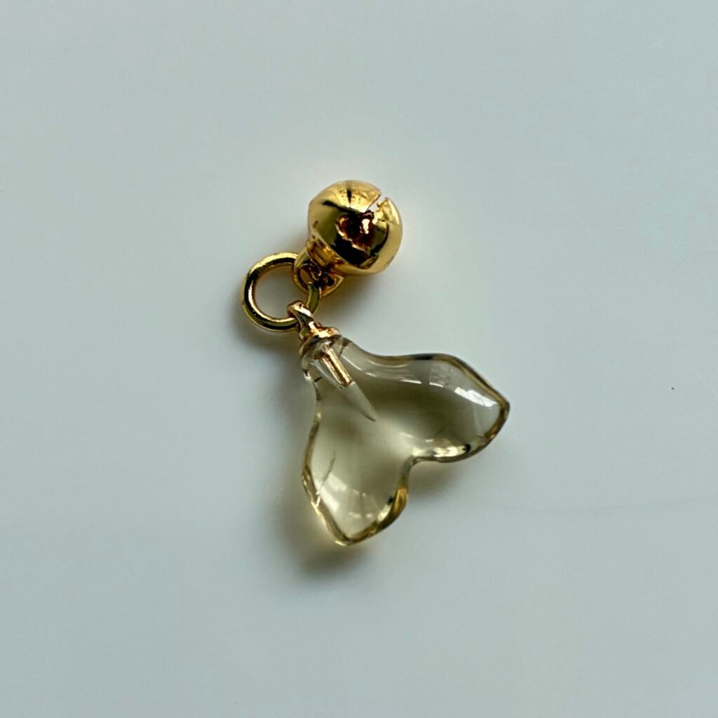 Natural Citrine Fishtail Copper Buckle Pendant, 13*15mm