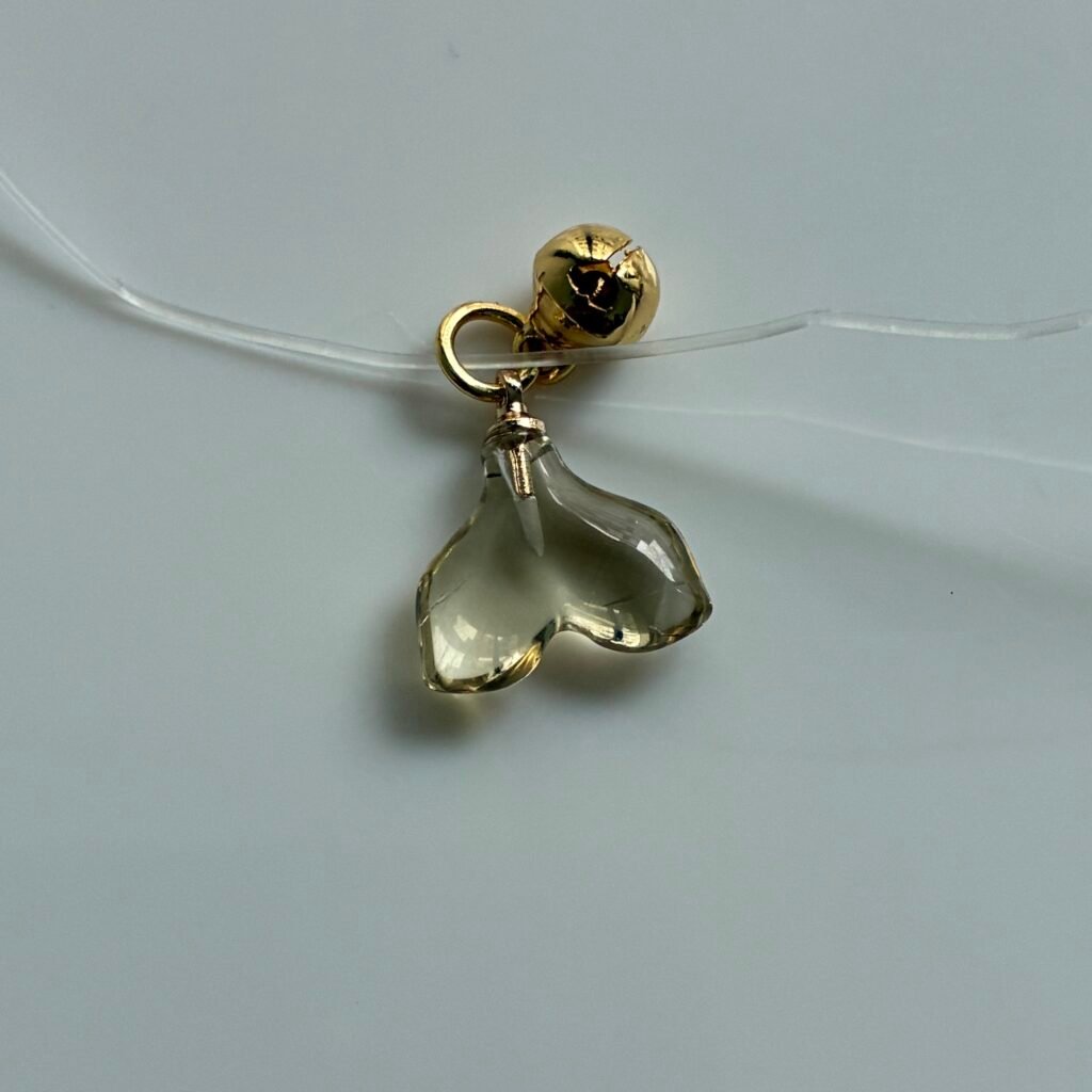 Natural Citrine Fishtail Copper Buckle Pendant, 13*15mm