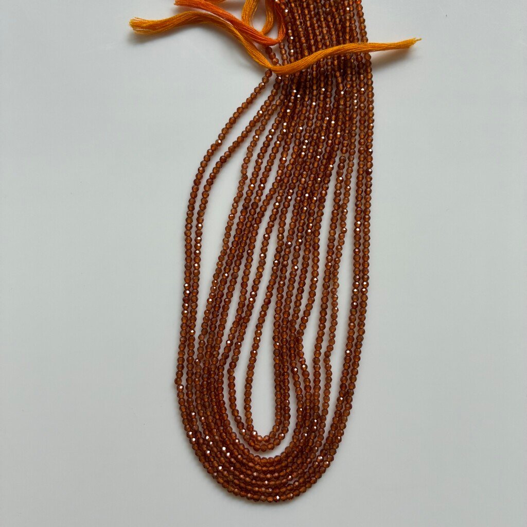 Hessonite Micro Faceted Beads, 32cm , 2mm