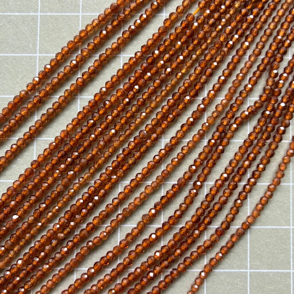 Hessonite Micro Faceted Beads, 32cm , 2mm