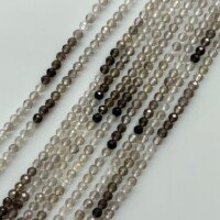Smoky Quartz Micro Faceted, 32cm, 2mm
