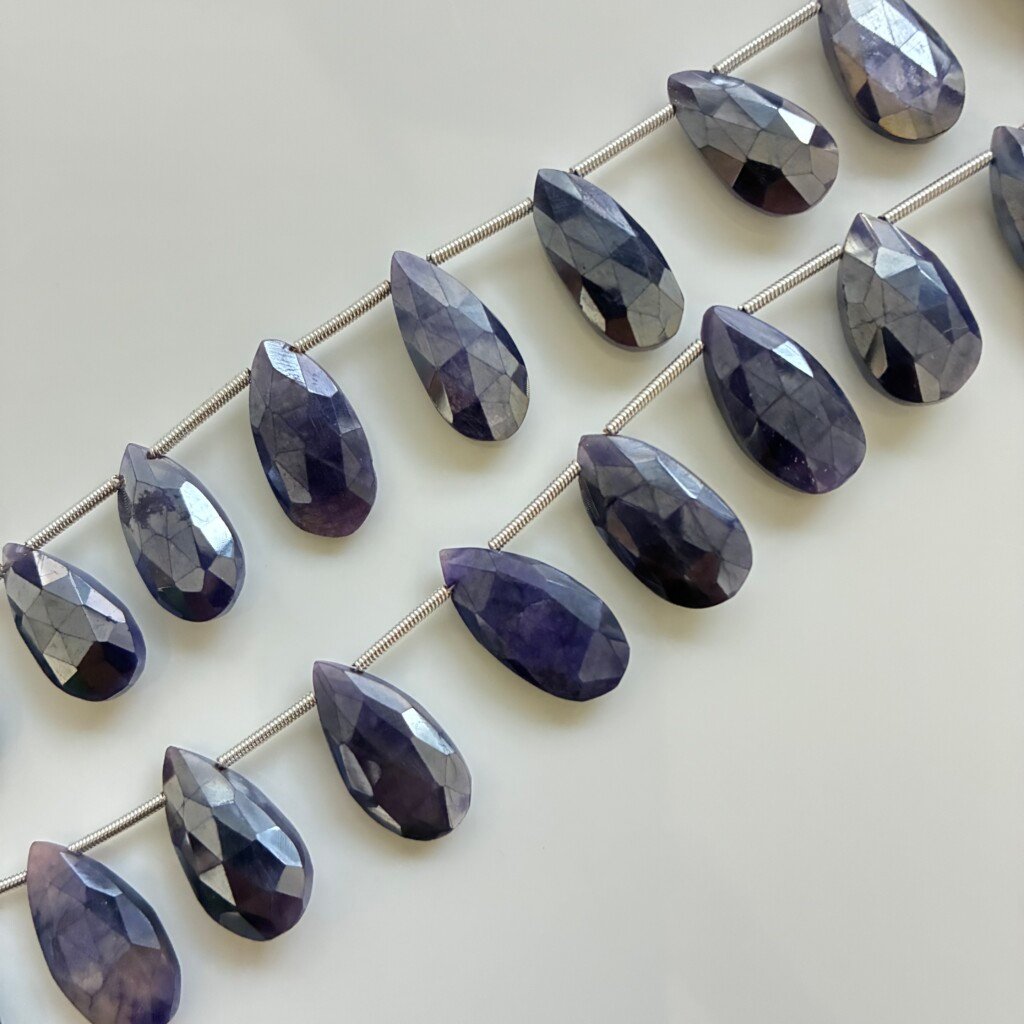 Moonstone, Purple Faceted Pear Long, 17pc ,25*10mm