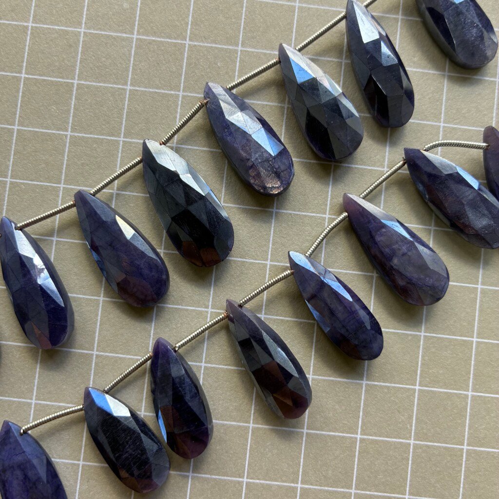 Moonstone, Purple Faceted Pear Long, 17pc ,25*10mm