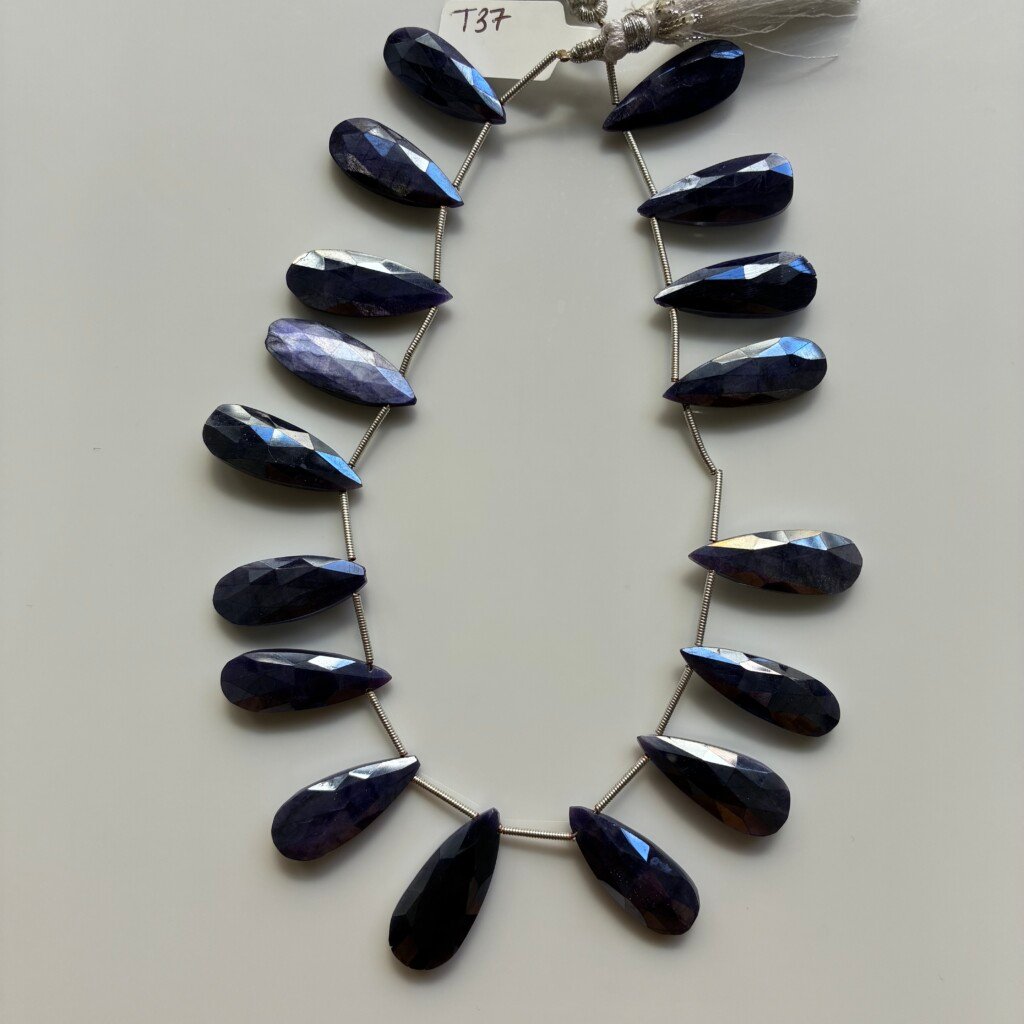 Moonstone, Purple Faceted Pear Long, 17pc ,25*10mm