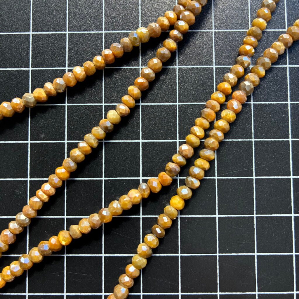 Mystic Moonstone, Yellow, Faceted Rondell, 40Cm, 4 mm