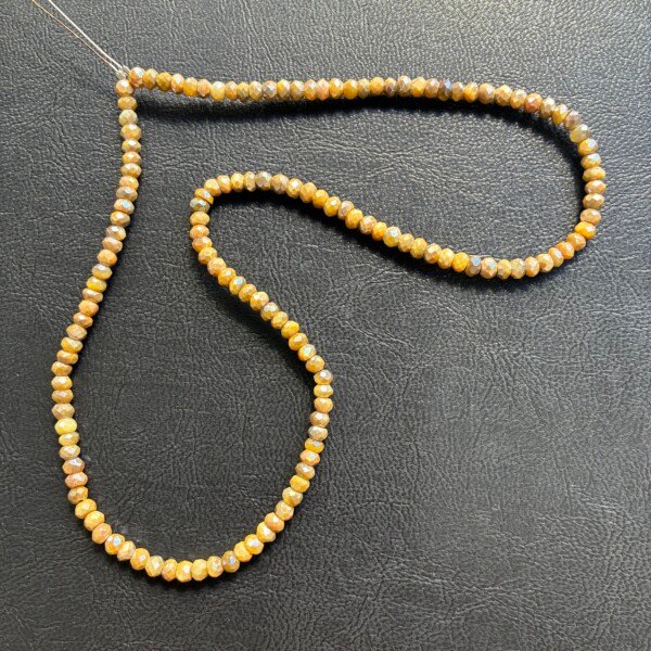 Mystic Moonstone, Yellow, Faceted Rondell, 40Cm, 4 mm