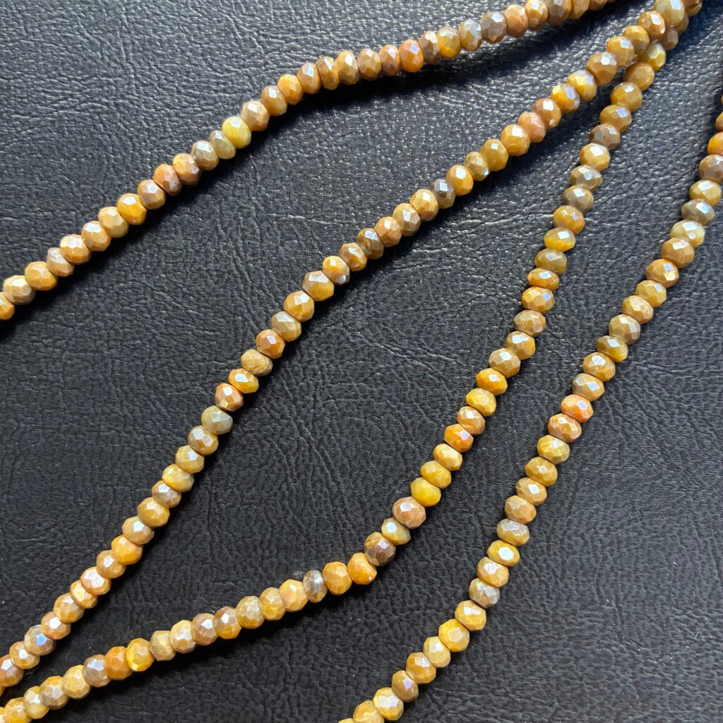 Mystic Moonstone, Yellow, Faceted Rondell, 40Cm, 4 mm