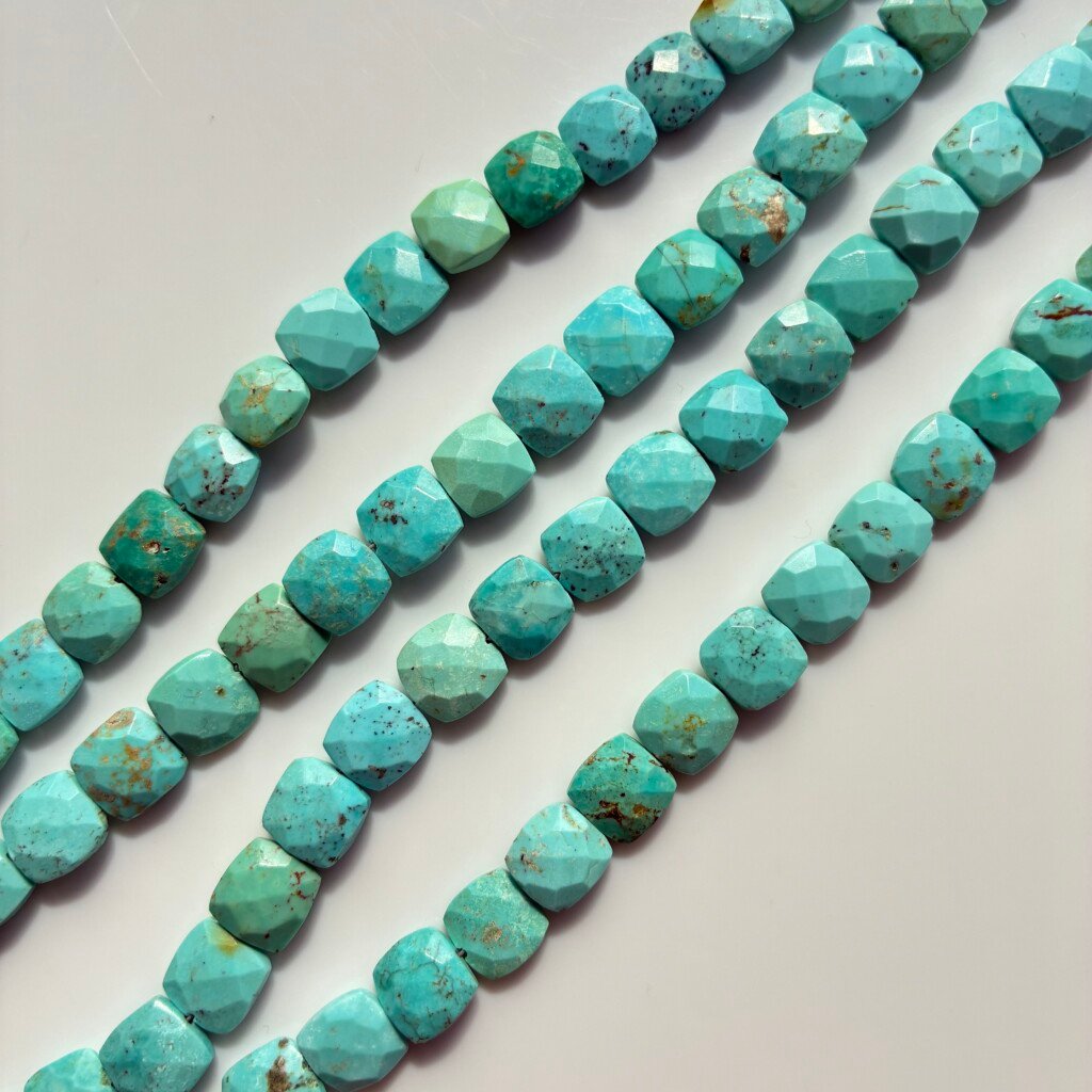 Natural Sleeping Beauty Turquoise, Faceted Square , 26pcs , 21Cm, 8*7mm