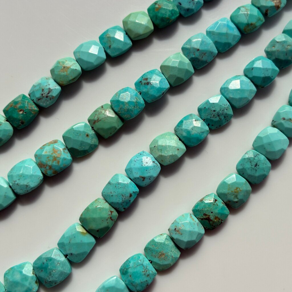 Natural Sleeping Beauty Turquoise, Faceted Square , 26pcs , 21Cm, 8*7mm