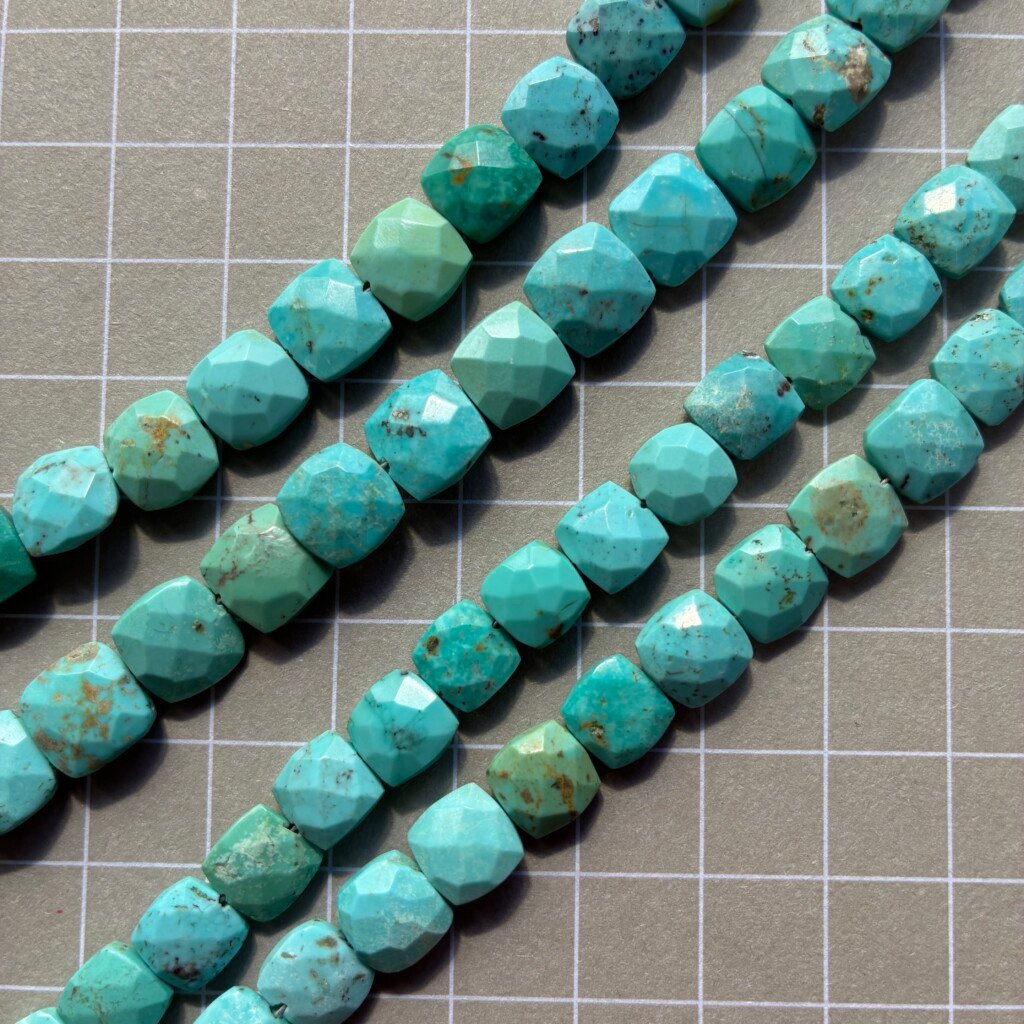 Natural Sleeping Beauty Turquoise, Faceted Square , 26pcs , 21Cm, 8*7mm