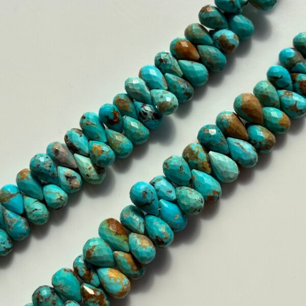 Natural Sleeping Beauty Turquoise Faceted Drops, 21Cm , 10*6- 9*5mm