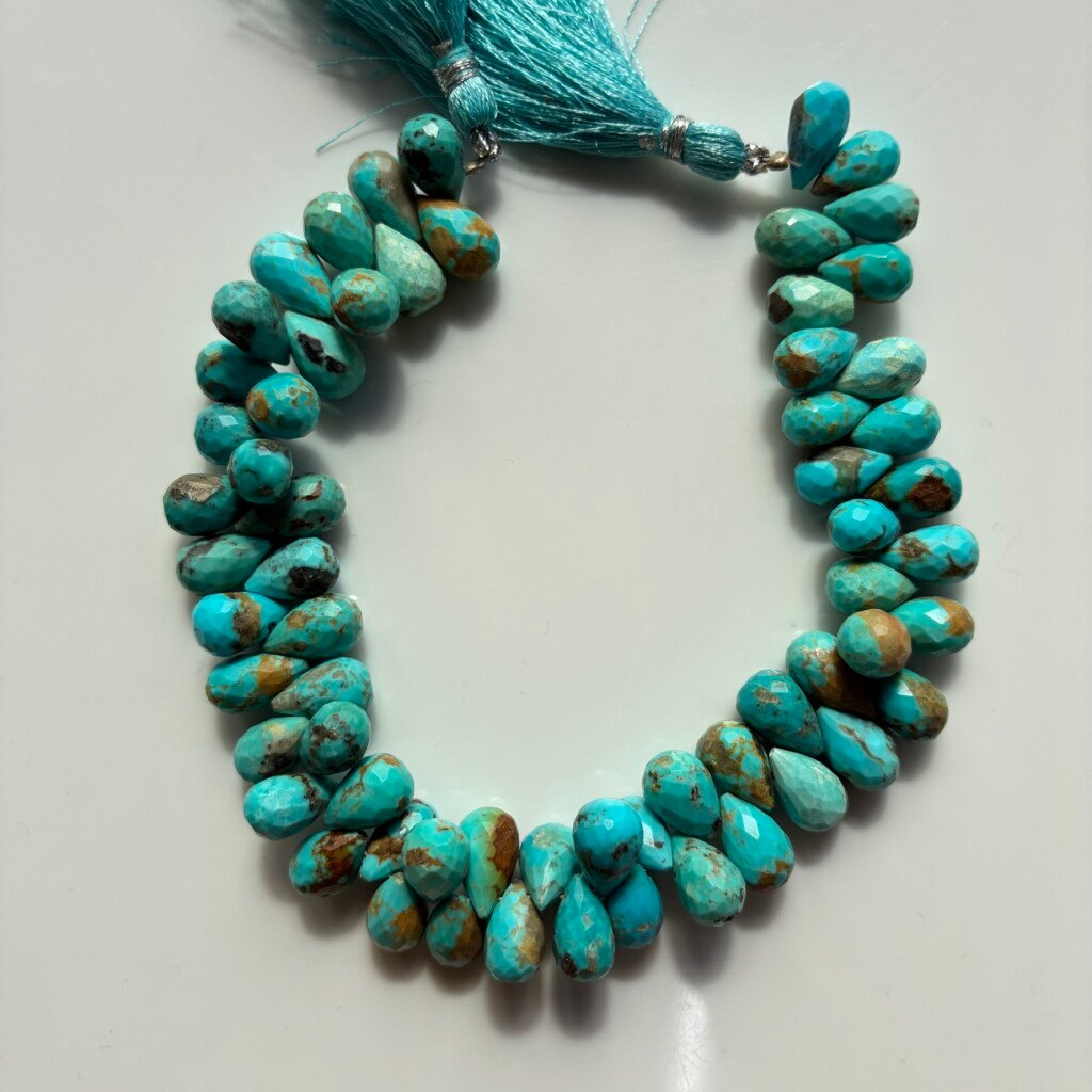 Natural Sleeping Beauty Turquoise Faceted Drops, 21Cm , 10*6- 9*5mm