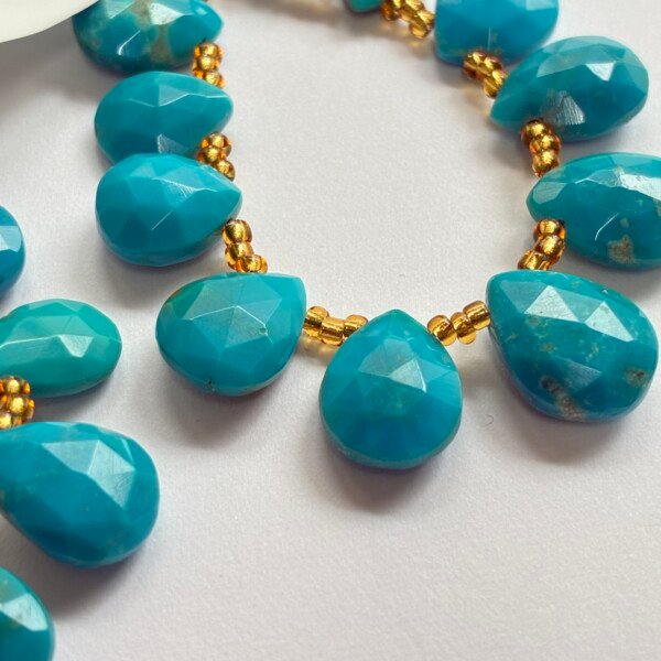 Natural Sleeping Beauty Turquoise, Faceted Pears, 21 cm, 8.5*6*3.3 - 7.2*5.4*3 mm