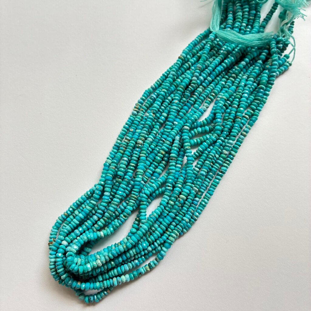 Blue Natural Sleeping Beauty Turquoise Beads 3-4mm Indian Blue, 32cm