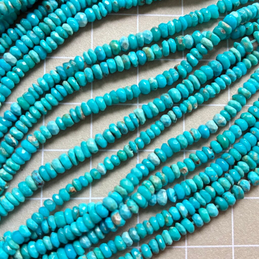 Blue Natural Sleeping Beauty Turquoise Beads 3-4mm Indian Blue, 32cm