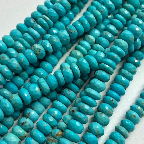 Natural Sleeping Beauty Turquoise Faceted Rondlle