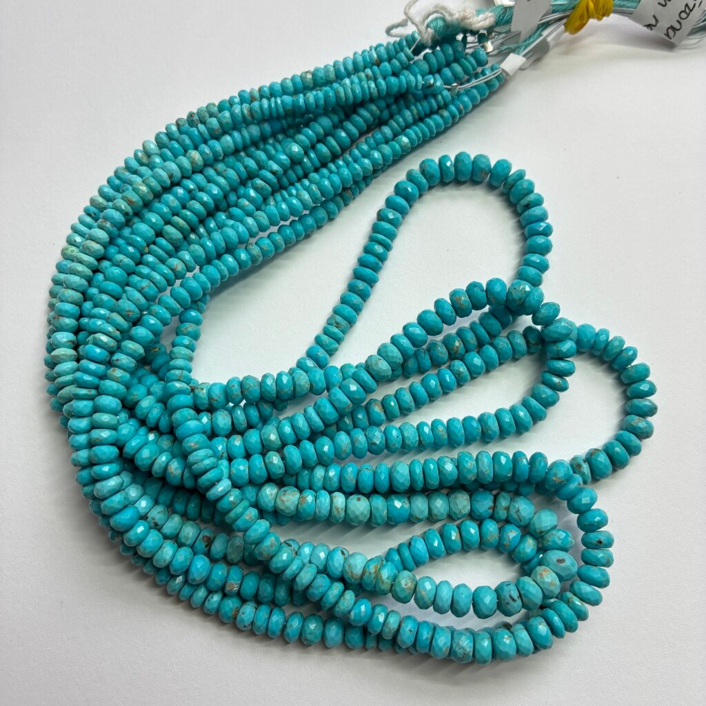 Natural Sleeping Beauty Turquoise Faceted Rondlle