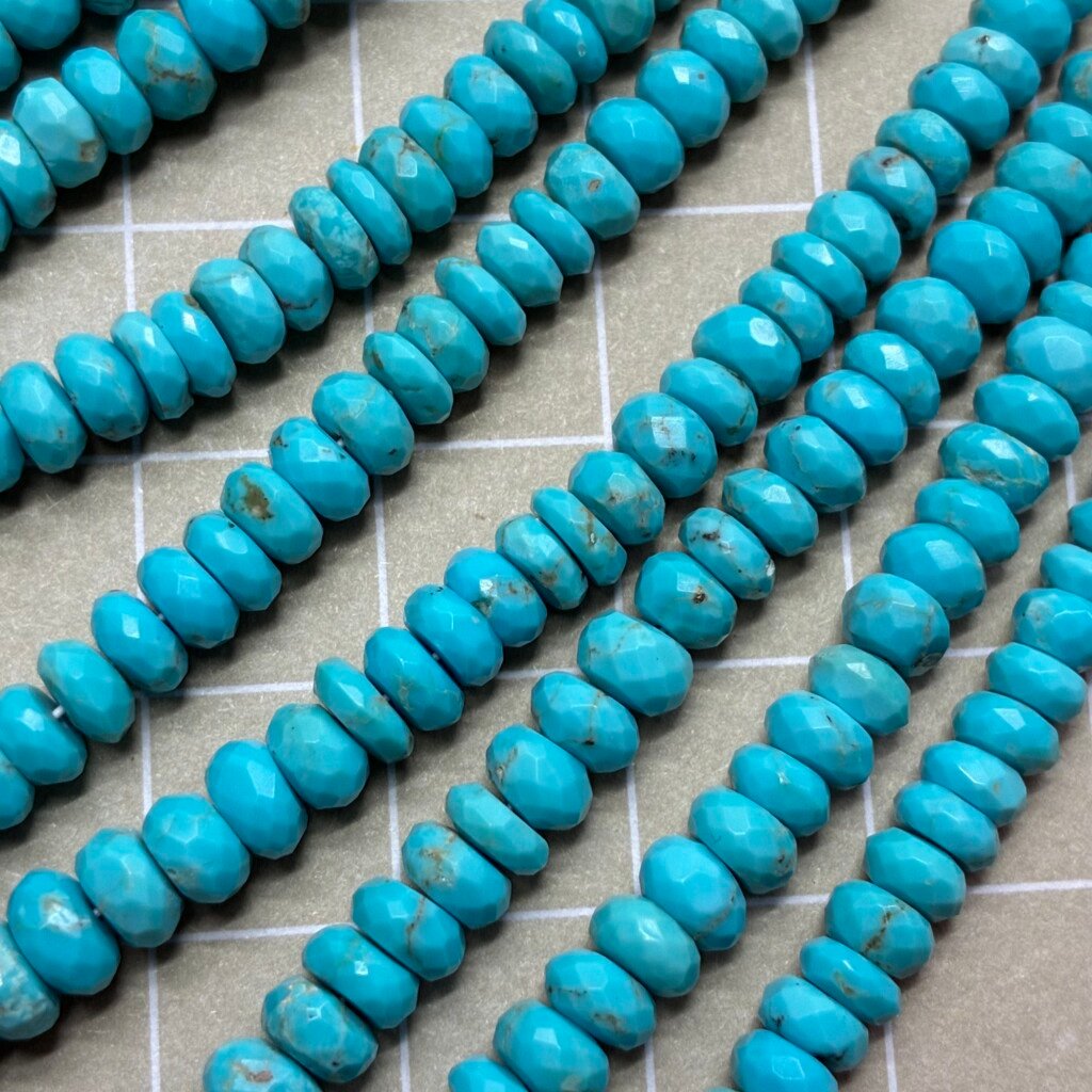 Natural Sleeping Beauty Turquoise Faceted Rondlle