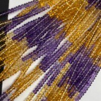 Amethyst and Citrine Smooth Rondelles, 42 Cm, 3.5 - 4mm