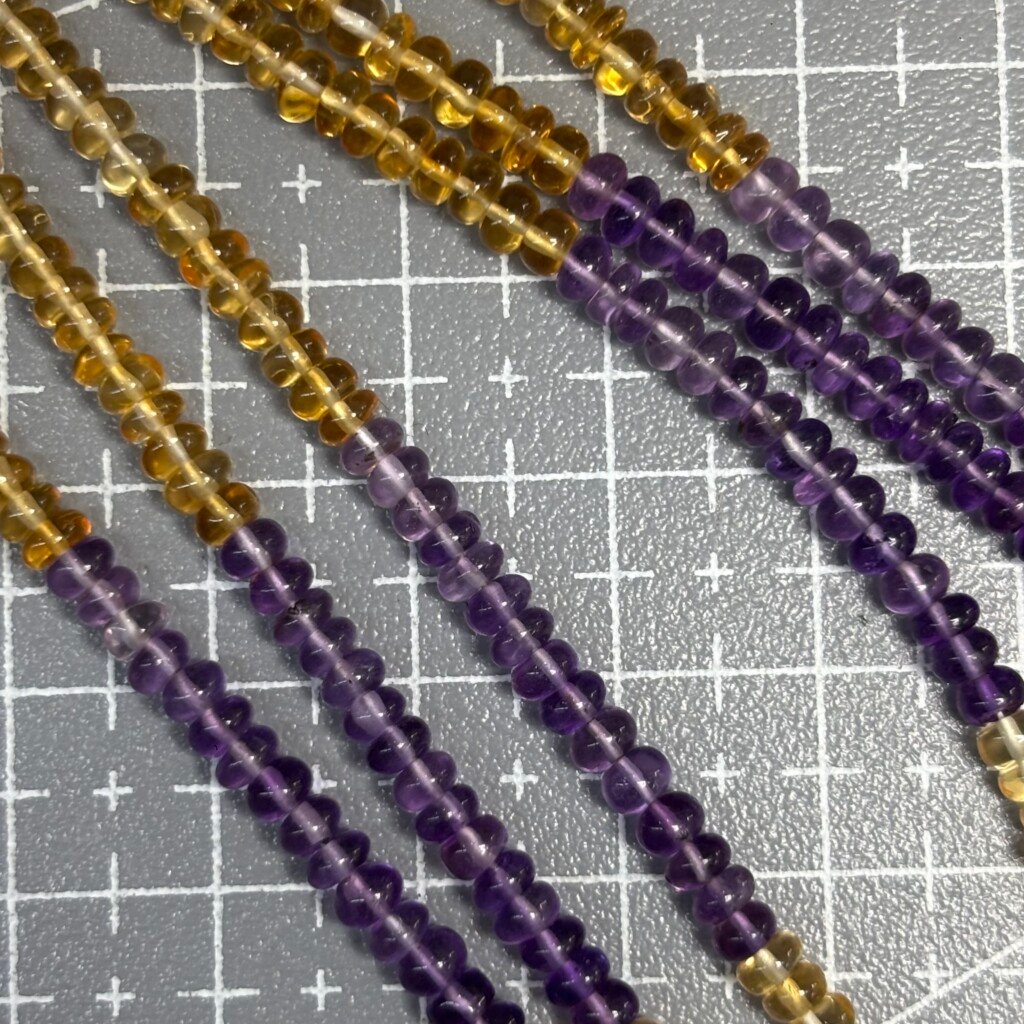 Amethyst and Citrine Smooth Rondelles, 42 Cm, 3.5 - 4mm