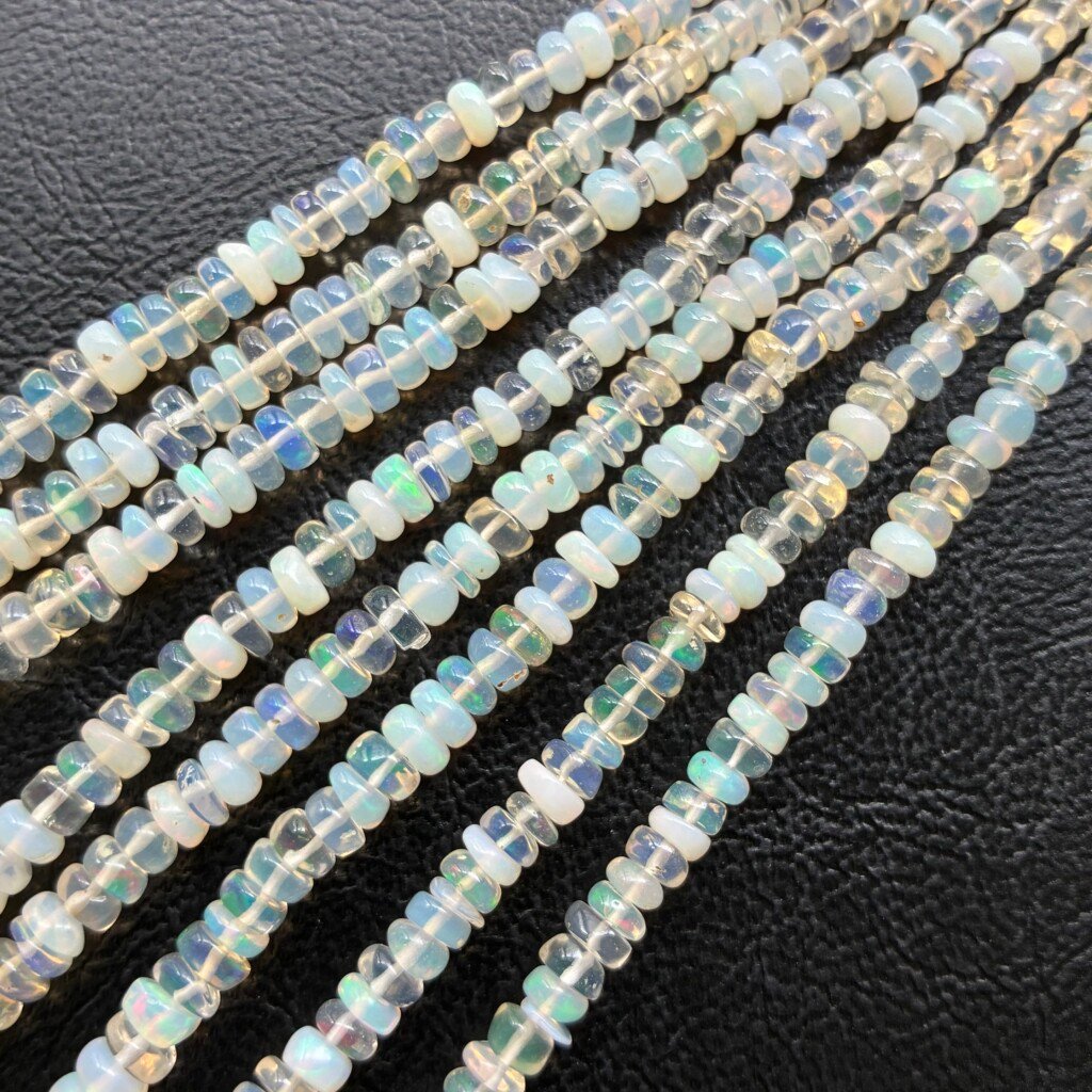 Ethopian Opal, Smooth Button, 6.4-3.4 Mm, 44 Cm