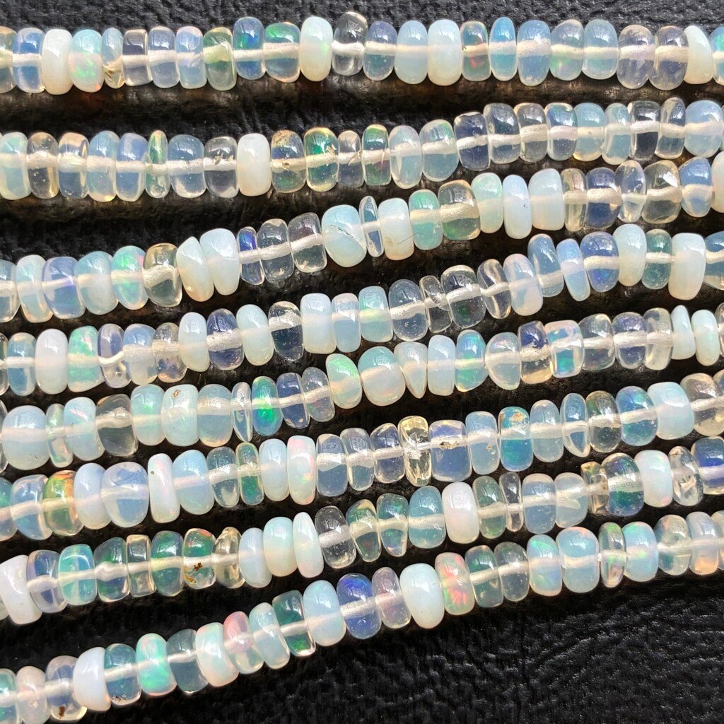 Ethopian Opal, Smooth Button, 6.4-3.4 Mm, 44 Cm