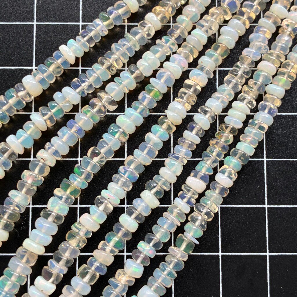 Ethopian Opal, Smooth Button, 6.4-3.4 Mm, 44 Cm