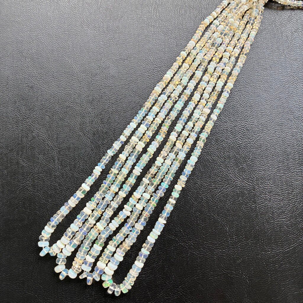 Ethopian Opal, Smooth Button, 6.4-3.4 Mm, 44 Cm