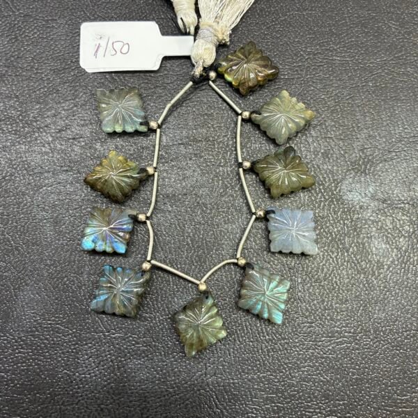 Labradorite, Carved Lozenge, multy sheen, 17*14 mm, 10 beads